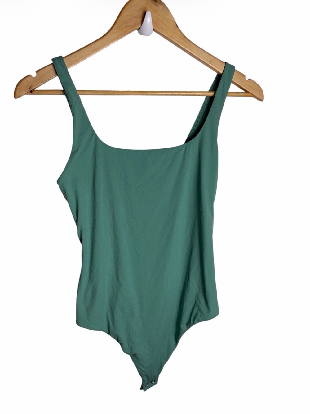 NWT green square neck nylon bodysuit size Medium